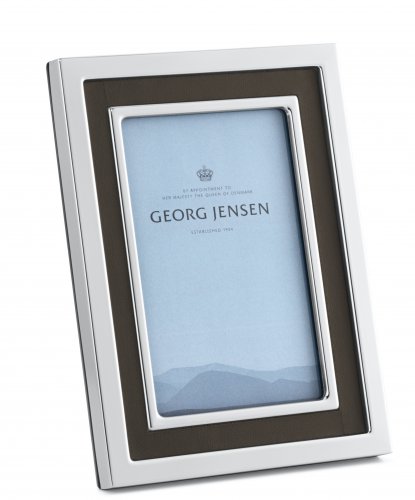 Georg Jensen - Manhatten, Stainless Steel - Leather - Picture Frame, Size 7x9