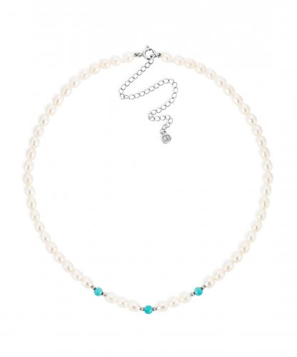 Claudia Bradby - Pearl and Turquoise Set, Sterling Silver - Choker CBNL0340