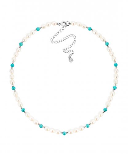 Claudia Bradby - Pearl and Turquoise Set, Sterling Silver - Choker CBNL0339RH