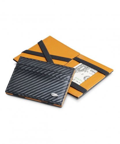 Dalvey - Flip Wallet, Carbon Fibre Black with Orange
