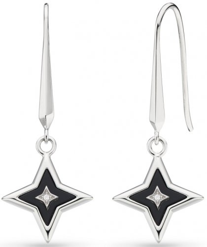 Kit Heath - Revival Astoria Glitz, Onyx/CZ Set, Sterling Silver - Star Drop Earrings 50415ONC