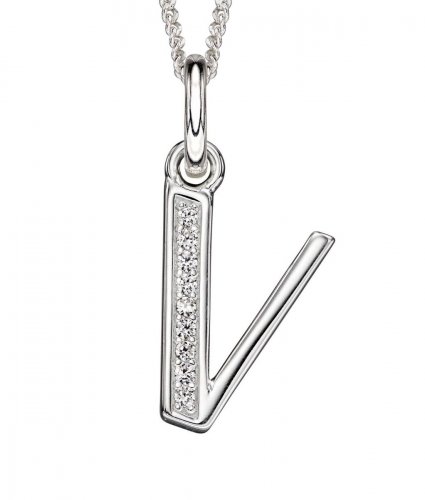 Gecko - Beginnings, Sterling Silver Letter V Pendant - P4744C