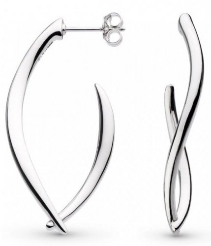 Kit Heath - Entwine Twine, Rhodium Plated Stud Hoop Earrings 60228RP