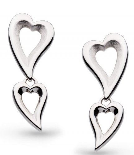 Kit Heath - Desire Love Story, Rhodium Plated Duo Stud Drop Earrings 60523SRP