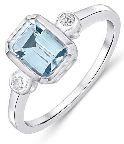Guest and Philips - Aquamarine Set, White Gold - 9ct D 3st Ring 22-36-003