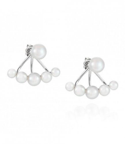 Claudia Bradby - Savanna, Pearl Set, Sterling Silver Five Pearl Jacket Earrings