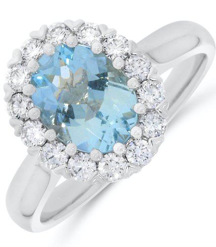 Guest and Philips - 0.50pts Diamond, Aquamarine Set, Platinum - Oval 9x7 Ring PLRIDG85222