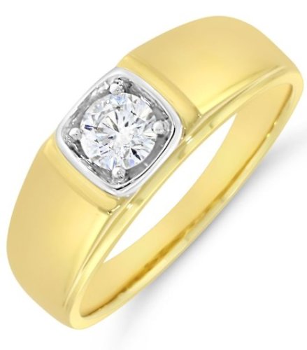Guest and Philips - Lab Grown Diamond Set, Yellow Gold - White Gold - 9ct LG 50pt 1st Signet Ring, Size U 09RIDI89424