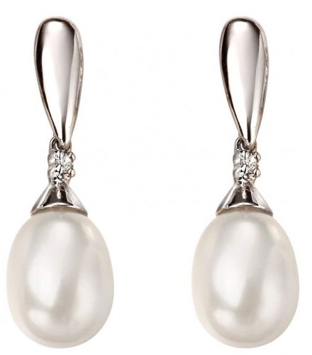 Gecko - Pearl Set, White Gold - 9ct Dia Drop Earrings GE2075W