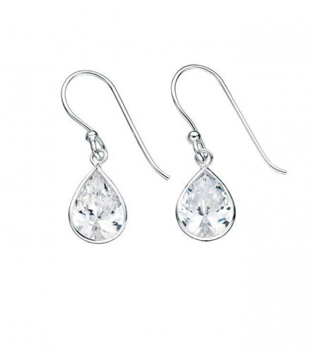 Gecko - Clear Cubic Zirconia Set, Silver Teardrop Earrings E3157C