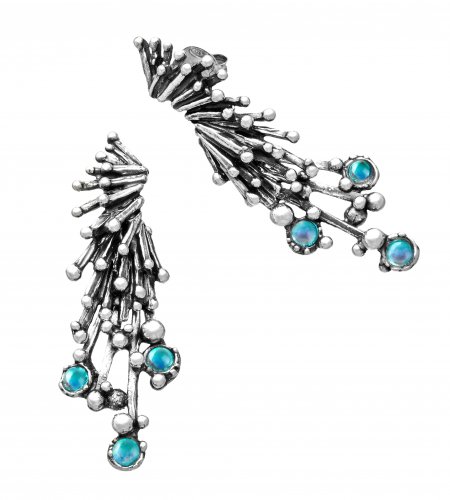 Giovanni Raspini - Fireworks , Sterling Silver Mystic Quartz Drop Earrings 11668