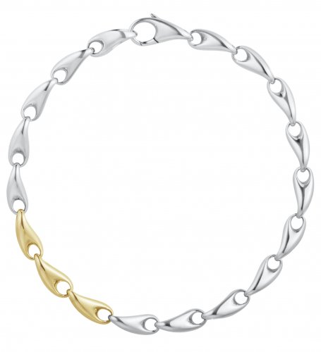 Georg Jensen - Reflect, Sterling Silver - Yellow Gold - Slim Bracelet, Size XL 20001182000XL