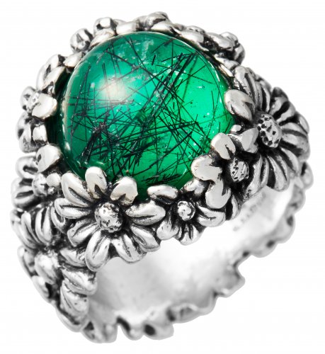 Giovanni Raspini - Daises, Green Agate Set, - Big Ring, Size 18 11204-18