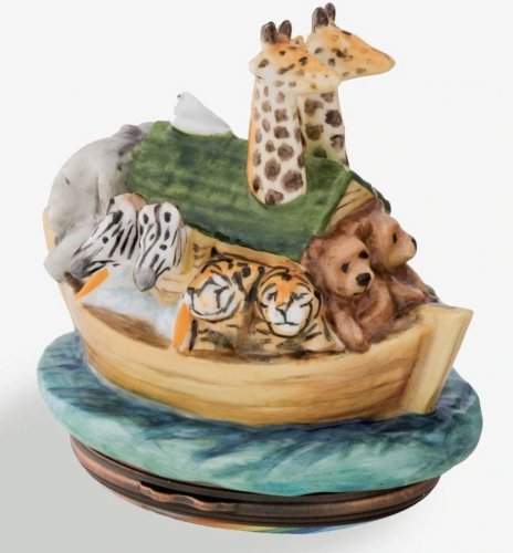 Halcyon Days - Noah's Ark Bonbonniere, Enamel Box EBNOA0102B