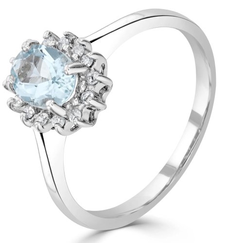 Guest and Philips - Aquamarine Set, White Gold - 9ct Cluster Ring 22-38-019