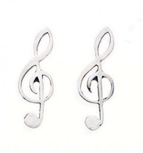 Gecko - Sterling Silver Treble Cleff Stud Earrings - A159