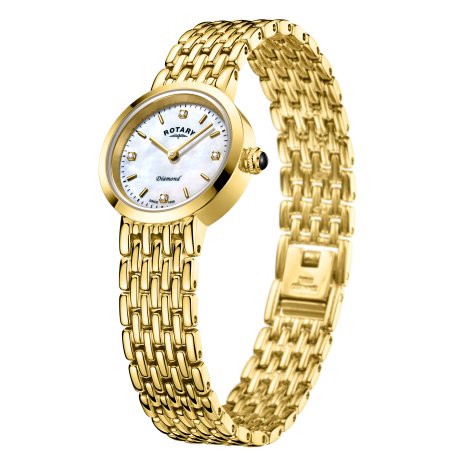 Rotary - Traditional, Diamond Set, Yellow Gold Plated - Stainless Steel - Quartz Watch, Size 22.7mm LB00900-41-D