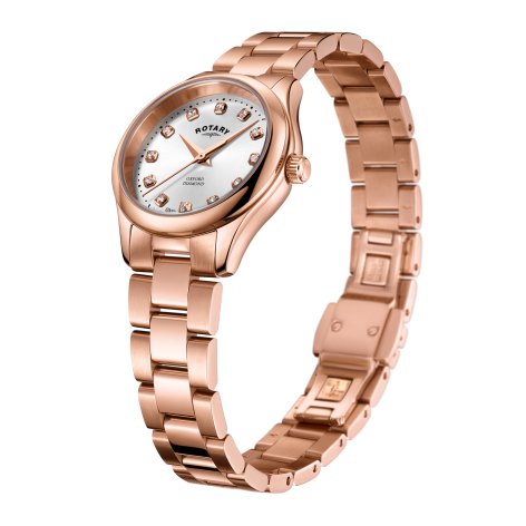 Rotary - Oxford, Diamond Set, Rose Gold Plated - Quartz Watch - LB05096-02-D