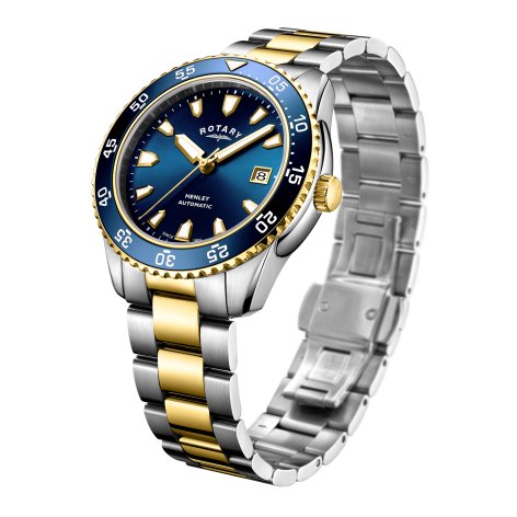Rotary - Henley, Stainless Steel/Tungsten - Yellow Gold Plated - Automatic Watch, Size 41.5mm GB05131-05