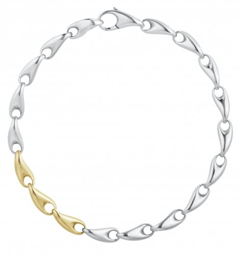 Georg Jensen - Reflect, Sterling Silver - Yellow Gold - Slim Bracelet, Size L 20001182000L