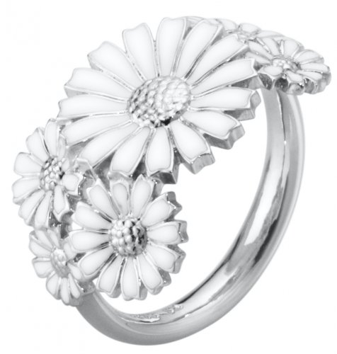 Georg Jensen - Daisy, Sterling Silver - Enamel - Layered Ring, Size 58 200015300058