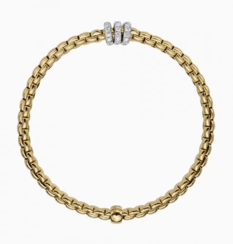Fope - Eka, Diamonds 0.33ct Set, Yellow Gold - White Gold - 18ct Bracelet, Size XL - 739BPAVEXL