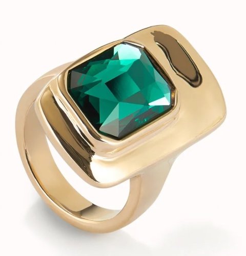 Uno de 50 - SER MAGNETICA, Cubic Zirconia Set, Yellow Gold Plated - RING ANI0829VRDORO18