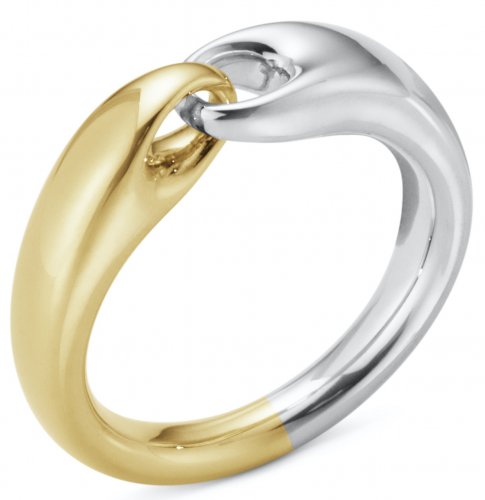 Georg Jensen - Reflect, Sterling Silver - Yellow Gold - Ring, Size 56 200011810056