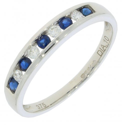 Guest and Philips - Sapphire Set, White Gold - 9ct D 10pt 4st Sapp 5st HET Ring, Size N.5 09RIDG85555