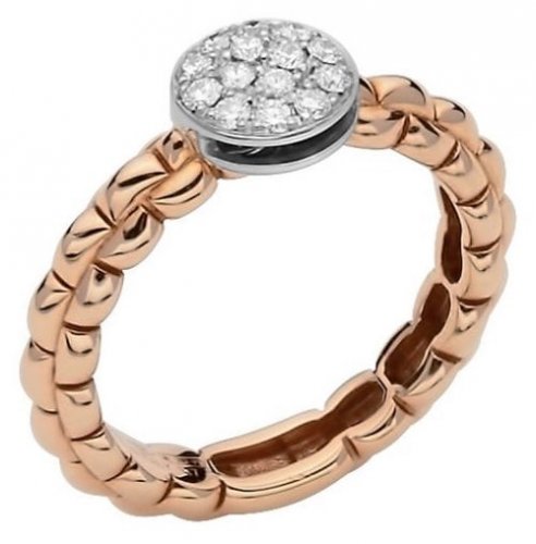 Fope - Diamond 0.22ct Set, Rose Gold - - Pave Rondelle Ring