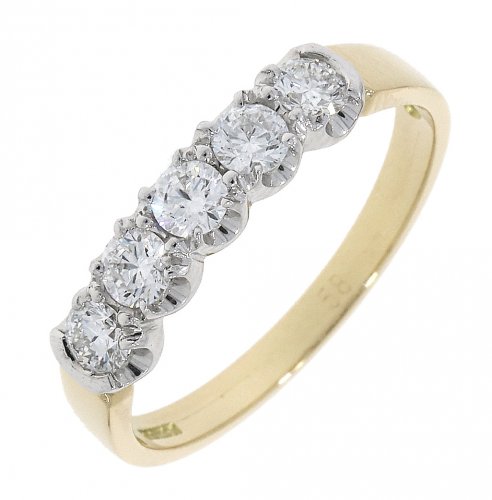 Guest and Philips - Diamond 0.57ct Set, Yellow Gold - White Gold - 5 Stone Ring, Size N - 13200C3