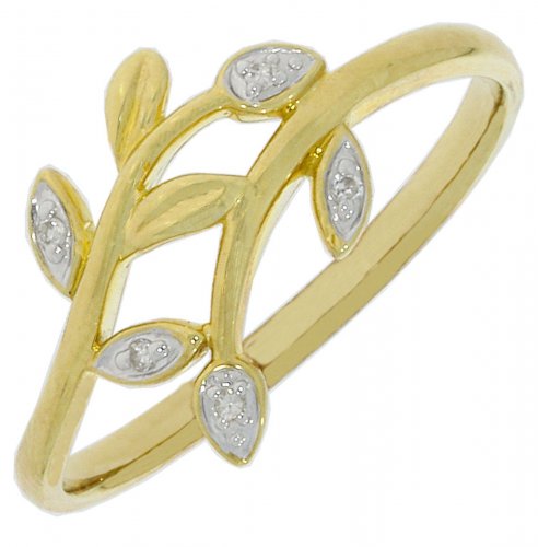 Guest and Philips - Diamond Set, Yellow Gold - White Gold - 9ct 2pt 5st D Dble Leaf Overlap Ring 09RIDI82684