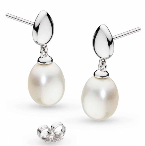Kit Heath - Pearl Set, Rhodium Plated - Sterling Silver - Coast Pebble Pearl Stud Drop Earrings 50184FP
