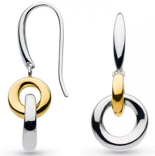 Kit Heath - Sterling Silver Bevel Cirque Link Golden Drop Earrings 6188GRP