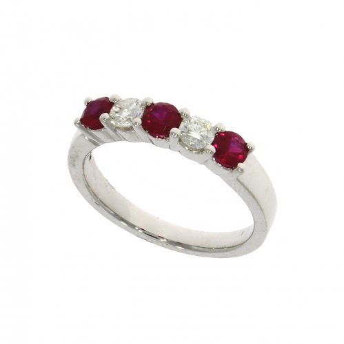 Guest and Philips -  White Gold 18ct Ruby & Diamond Claw Set 5 Stone Eternity Ring - 02-22-137