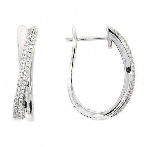 Guest and Philips - Diamond 0.26ct Set, White Gold - 18ct X Hoop Earrings D797