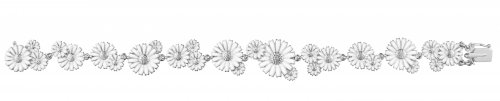 Georg Jensen - Daisy, Sterling Silver - Enamel - Layered Row Bracelet, Size ML 2000153500ML