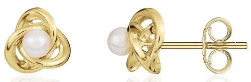 Guest and Philips - Pearl Set, Yellow Gold - 9ct FWP Knot Earrings, Size 4mm 33-27-045