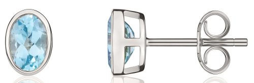 Guest and Philips - Topaz Set, White Gold - Swiss B Topaz Rubover Stud Earrings 33-31-083