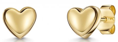 Jools - Yellow Gold Plated - HEART EARRINGS, Size 7MM HBE2013-YG