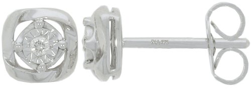 Guest and Philips - Diamond Set, White Gold - 9ct D 4pt 2st Cush Twist Earrings 09EASD82273