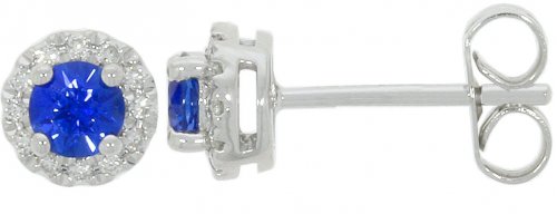Guest and Philips - Sapphire Set, White Gold - 9ct D 10pt 24st 2st Ceylon Sapp Rnd Earrings 09EASG84811