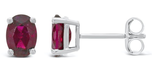 Guest and Philips - Garnet Set, White Gold - 9ct Rhod G 2st Earrings 09EASH83863