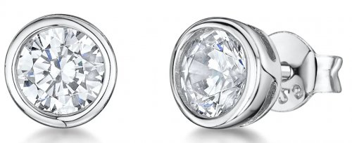 Jools - Cubic Zirconia Set, Sterling Silver - Stud Earrings, Size 6mm HBE2020