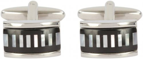 Dalaco - MOP, Onyx Set, Rhodium Plated - Stripe Cufflinks 90-1524