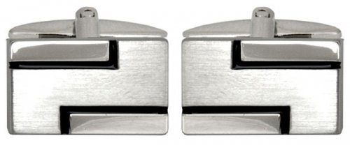 Dalaco - Stainless Steel Brushed and Shiny Black Lined Cuff Links 90-1139