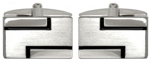 Dalaco - Stainless Steel Brushed and Shiny Black Lined Cuff Links 90-1139