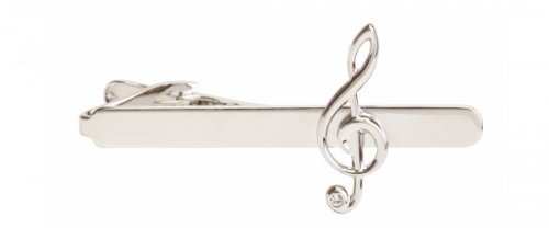 Dalaco - Crystal Set, Rhodium Plated - Treble Clef Tie Clip 100-1015