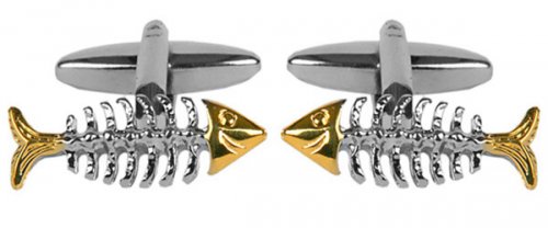 Dalaco - Fish Skeleton, Yellow Gold Plated Cufflinks 90-1442