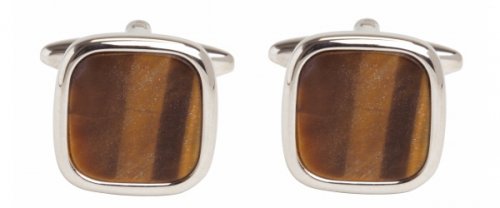 Dalaco - Cushion, Rhodium Plated Tigers Eye Cufflinks 90-247